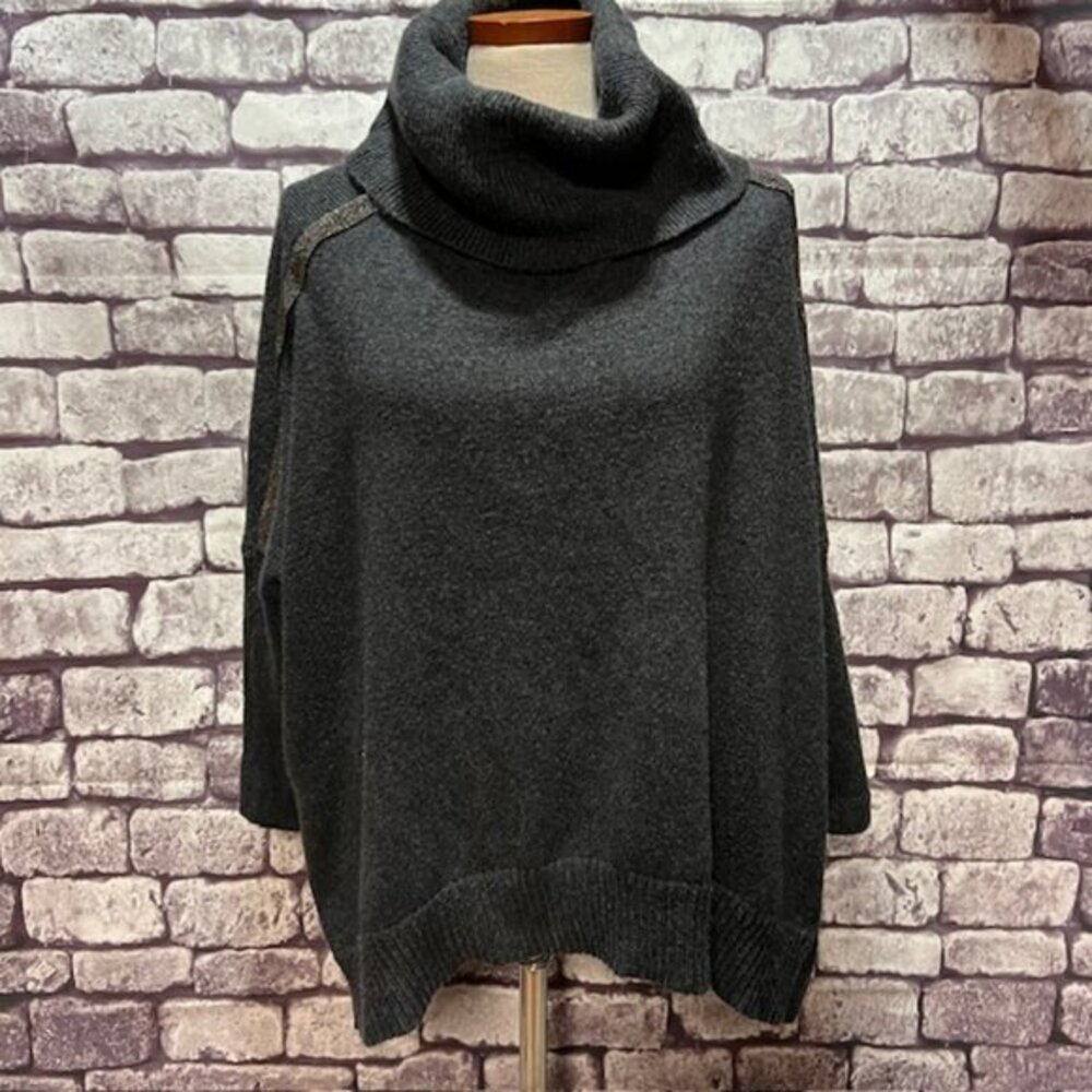 Chico's Gray Poncho Style Pullover Sweater Size S/M